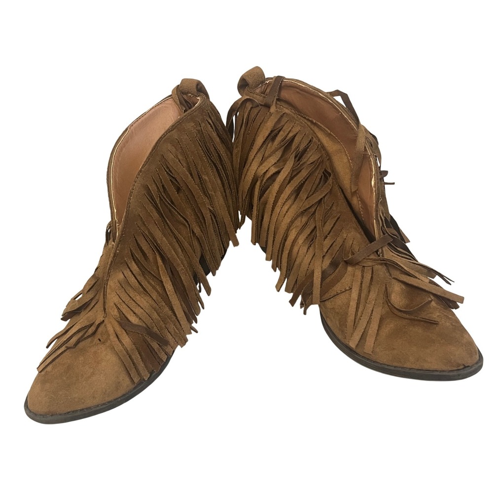 Coconuts by Matisse Boots Womens Ankle Bootie Tan Suede Fringe Sz 9.5 Western